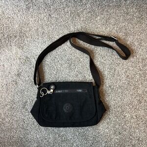 Kipling Crossbody Bag Womens Small Black Nylon Adjustable Strap Travel Purse